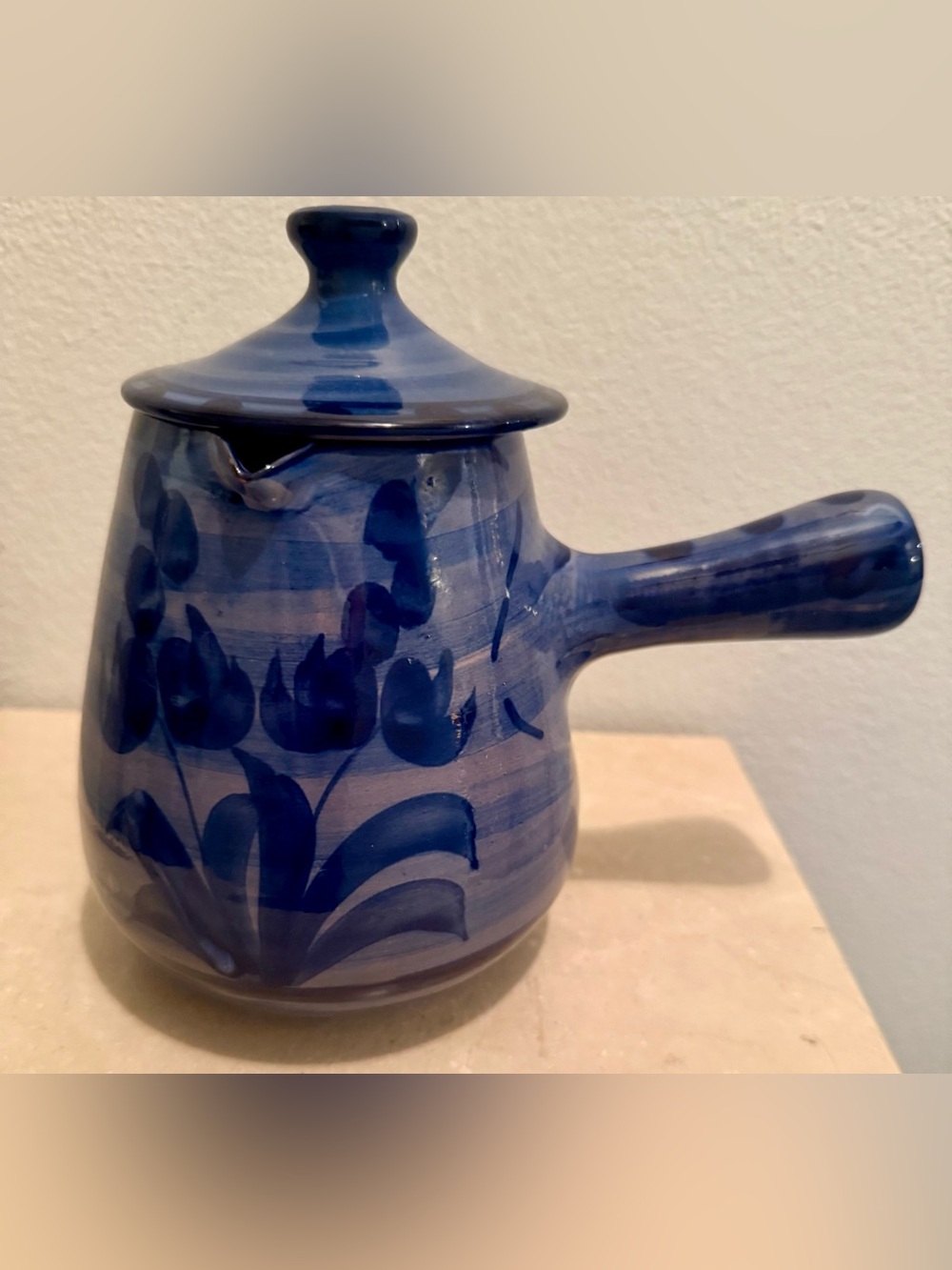 Cerasarda tea/coffee/hot chocolate pot. Sicilian Italian Blue pottery. 4.5 Cups